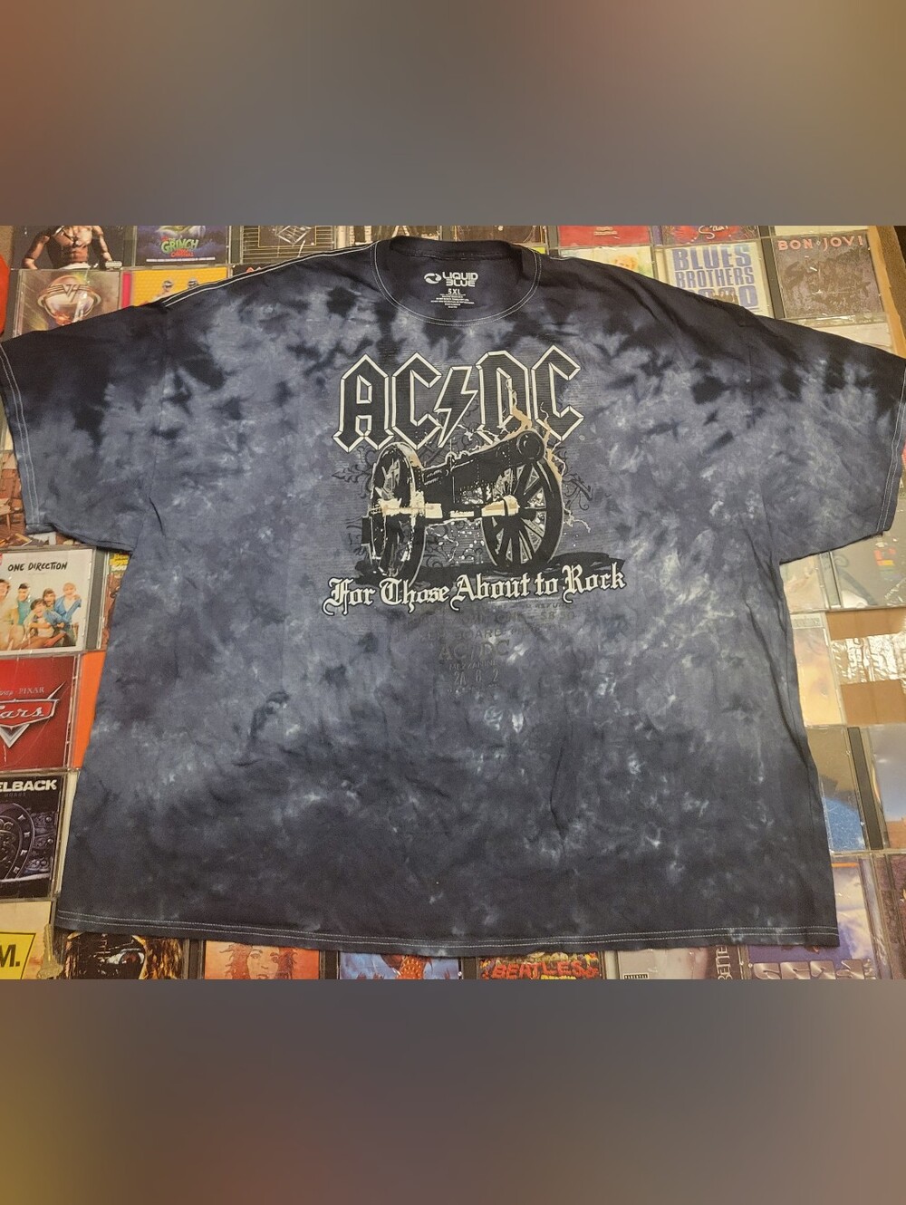 Liquid Blue AC/DC Navy Tie-Dye 'For Those About to Rock' Graphic Tee